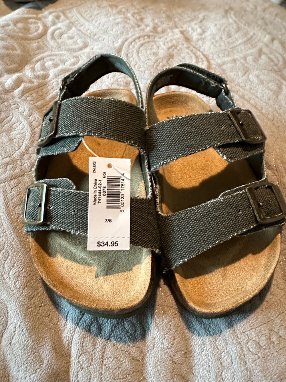 Gap Kids Adjustable Double-Strap Sandals in Olive Green